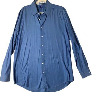 Footjoy FJ 1857 The Players Golf Button Up Shirt Men Large Blue Cotton Blend
